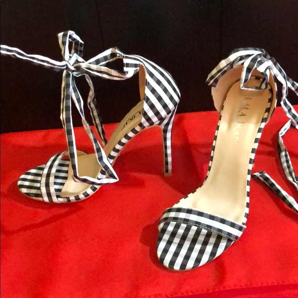 Black & white gingham heels
